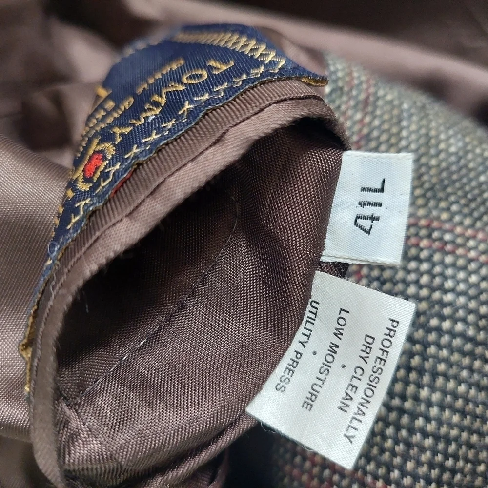 Tommy Hilfiger Brown Red Houndstooth Vintage Blazer Coat Men Size‎ 41 L USA